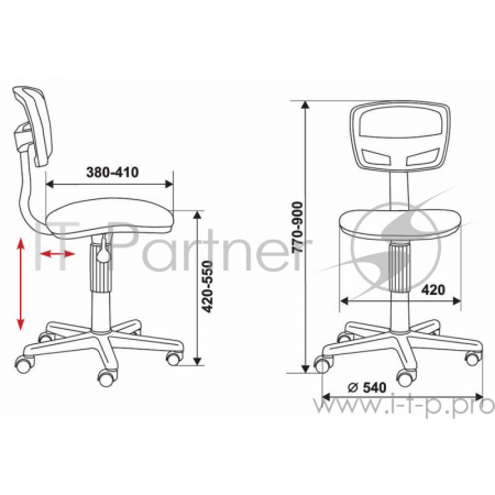 Кресло Бюрократ CH-299NX/15-21 спинка сетка черный сиденье черный 15-21, фото , изображение 2
