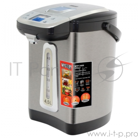 Термопот Mystery MTP-2450 4.5л. 700Вт серебристый/черный, фото , изображение 2