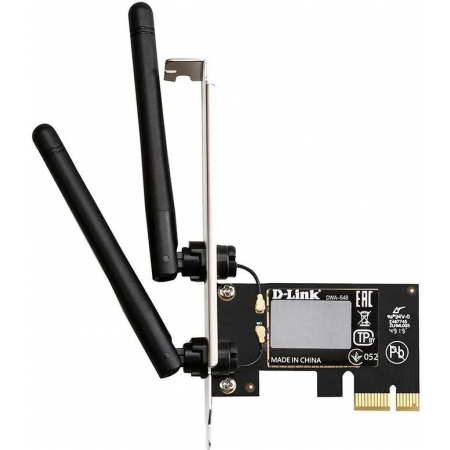 Сетевой адаптер WiFi D-Link DWA-548 DWA-548/10/C1A N300 PCI Express (ант.внеш.несъем.) 2ант., фото 