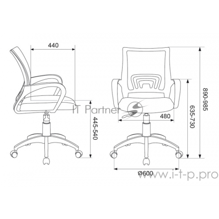 Кресло Бюрократ CH-W695NLT салатовый TW-03A TW-18 крестовина пластик пластик белый, фото , изображение 2