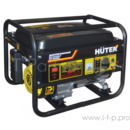 Генератор Huter DY4000L 64/1/21 Электрогенератор {четырехтактный, 3000Вт, 220В/50Гц, 78Дб, принудительное охлаждение, бак 15 л, расход бензина 395 г/кВтч, расход масла 6,8, габариты 610х430х460, вес 42 кг}, фото 