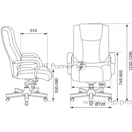Кресло руководителя Бюрократ T-9925WALNUT/BLACK черный кожа крестовина дерево, фото , изображение 3