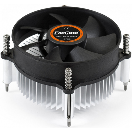 Кулер ExeGate EX286141RUS EK-11508.PWM (Al, LGA1150/1151/1155/1156/1200, TDP 75W, Fan 90mm, PWM, 1200-2600RPM, Hydro bearing, 4pin, 11-24db, 285г, с термопастой, на винтах, Retail color box), фото 