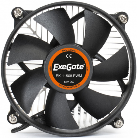 Кулер ExeGate EX286141RUS EK-11508.PWM (Al, LGA1150/1151/1155/1156/1200, TDP 75W, Fan 90mm, PWM, 1200-2600RPM, Hydro bearing, 4pin, 11-24db, 285г, с термопастой, на винтах, Retail color box), фото , изображение 2