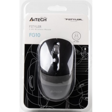 Мышь беспроводная A4Tech Fstyler FG10 , черный/серый , оптическая, 2000dpi , USB, 4 кнопки Серый, фото , изображение 5 Мышь беспроводная A4Tech Fstyler FG10 , черный/серый , оптическая, 2000dpi , USB, 4 кнопки Серый, фото , изображение 5
