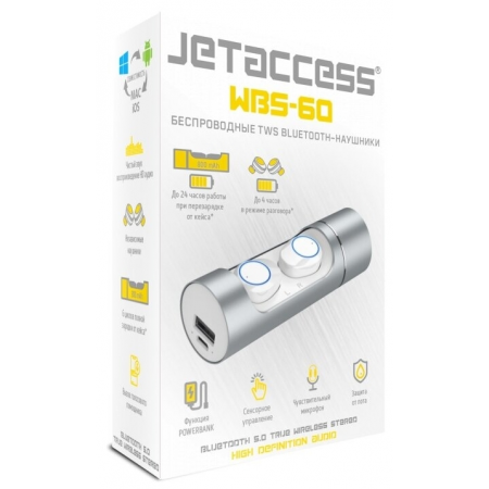 Беспроводные наушники Jet.A WBS-60 white, фото , изображение 3
