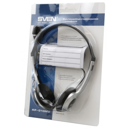 Компьютерная гарнитура SVEN AP-010MV, черный/серебристый, фото , изображение 4