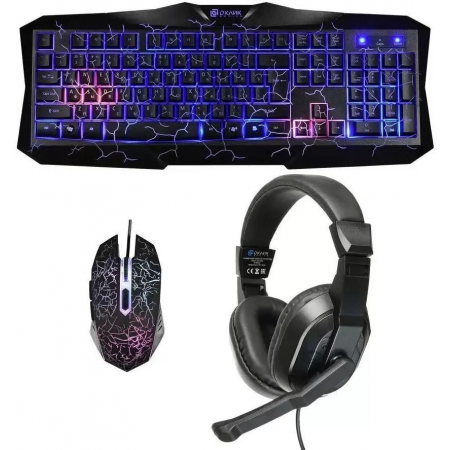 Игровой комплект Oklick HS-HKM100G черный 2.2м мониторы оголовье, фото 
