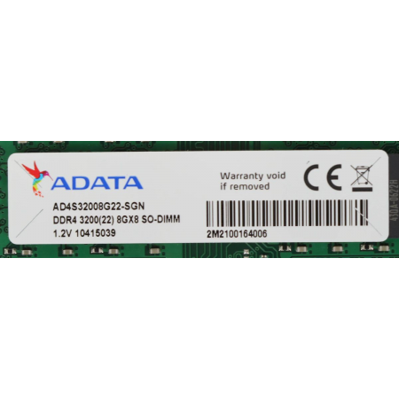 Оперативная память SO-DIMM ADATA DDR4 8Gb 3200MHz AD4S32008G22-SGN, фото  Оперативная память SO-DIMM ADATA DDR4 8Gb 3200MHz AD4S32008G22-SGN, фото