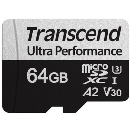 Карта памяти 64Gb MicroSD Transcend + SD адаптер (TS64GUSD340S), фото 