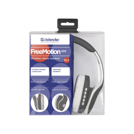 Беспроводные наушники Defender FreeMotion B525, серый/белый, фото , изображение 5