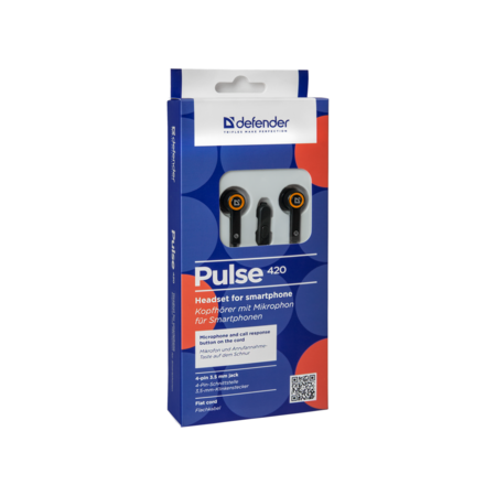 Наушники Defender Pulse-420, черный/оранжевый, фото , изображение 3