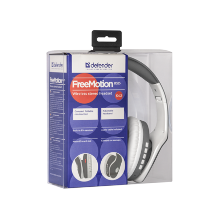 Беспроводные наушники Defender FreeMotion B525, серый/белый, фото , изображение 6