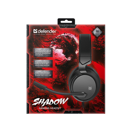 Игровая гарнитура Defender Shadow черный, софттач, провод 1.6 м, фото , изображение 12