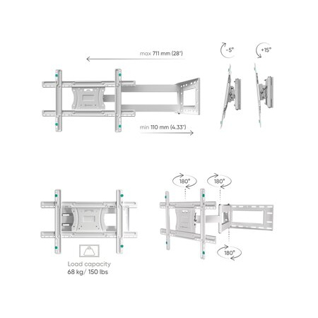 Кронштейн на стену ONKRON M7L, фото , изображение 2