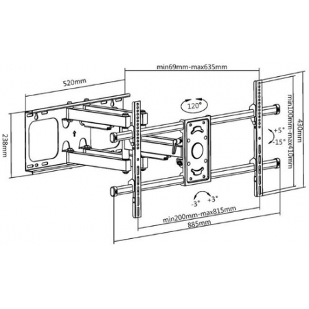 Кронштейн на стену UltraMounts UM 913 черный, фото , изображение 3