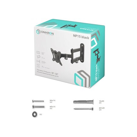 Кронштейн на стену ONKRON для телевизора 10"-32" наклонно-поворотный NP15, фото , изображение 6