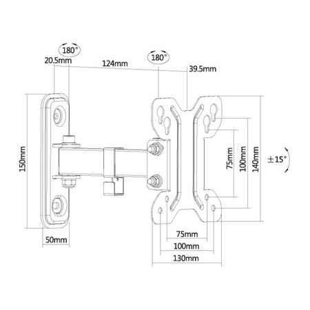 Кронштейн на стену UltraMounts UM892 черный, фото , изображение 2