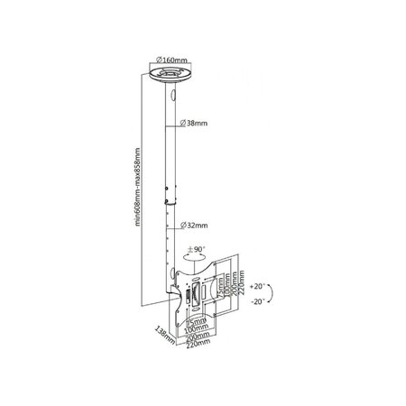 Кронштейн на потолок UltraMounts UM890 black, фото , изображение 3