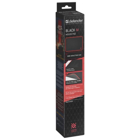 Игровой коврик Defender  Black M 360x270x3 мм, ткань+резина Defender Игровой коврик Black M 360x270x3 мм, ткань+резина, фото , изображение 2