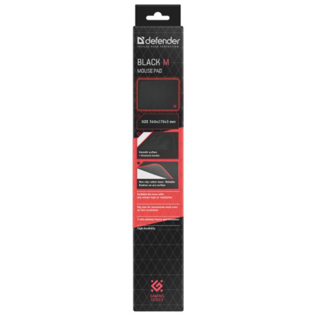 Игровой коврик Defender  Black M 360x270x3 мм, ткань+резина Defender Игровой коврик Black M 360x270x3 мм, ткань+резина, фото , изображение 3