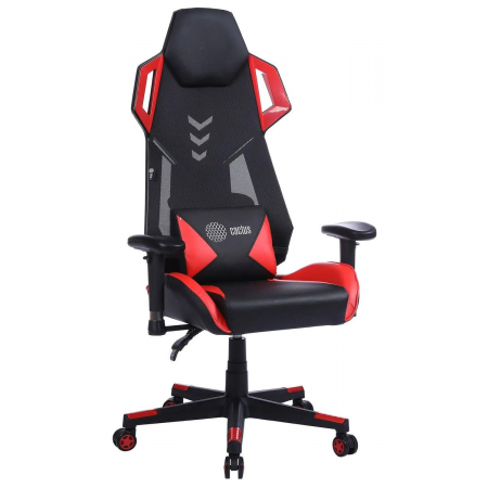 Кресло игровое Cactus CS-CHR-090BLR черный/красный сиденье черный/красный эко.кожа/сетка крестовина пластик пластик черный, фото 