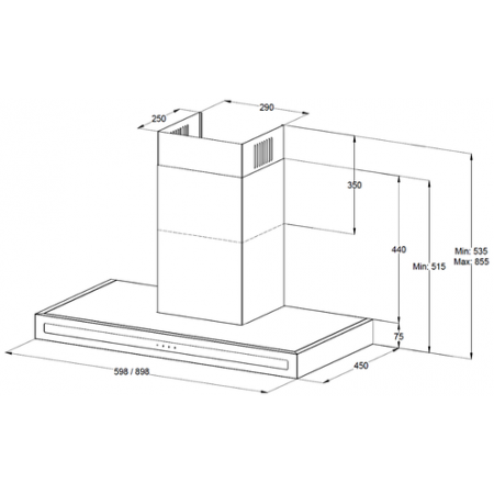 Т-образная вытяжка Korting KHC 6877 N черный, фото , изображение 2