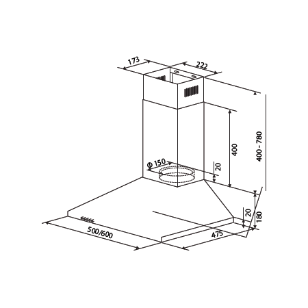 Купольная вытяжка HOMSAIR Delta 50 серебристый, фото , изображение 11