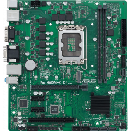 Материнская плата ASUS PRO H610M-C D4-CSM, LGA1700, B610, 2*DDR4, DP, D-Sub, HDMIx1, SATA3 + RAID, Audio, Gb LAN, USB 3.2*6, USB 2.0*6, COM port, mATX, фото 