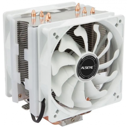 Кулер Alseye S120D-W Universal, TDP 135W, 2x120FAN, 4 heat pipe, WHITE, PWM, RTL, фото 