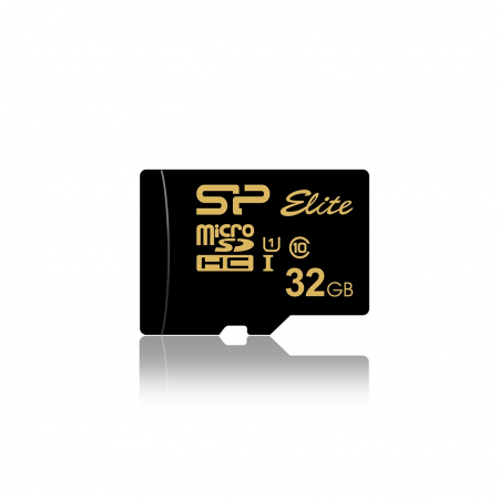 Карта памяти 32Gb Silicon Power Elite Gold + SD адаптер (SP032GBSTHBU1V1GSP), фото 