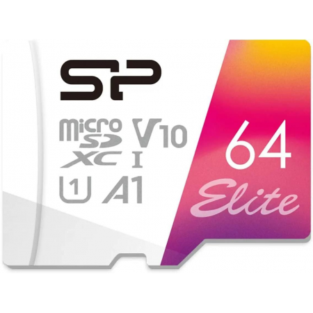 Карта памяти 64Gb MicroSD Silicon Power Elite + SD адаптер (SP064GBSTXBV1V20SP), фото 