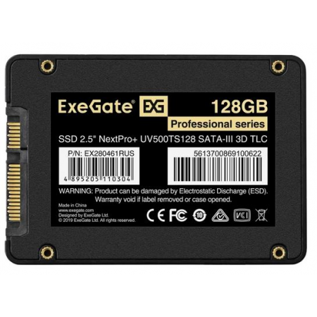 Накопитель SSD ExeGate EX280461RUS UV500NextPro+ 2.5 128 GB SATA-III 3D TLС, фото , изображение 3