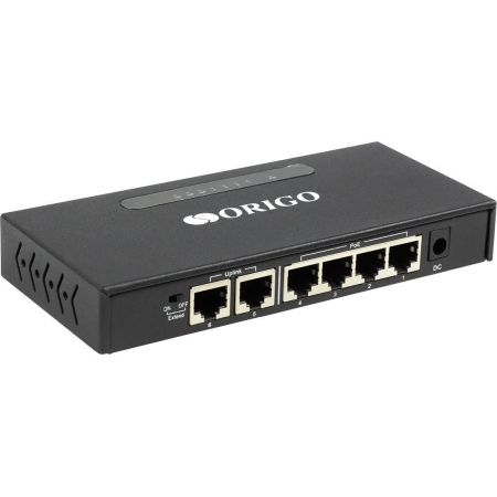 Неуправляемый PoE-коммутатор ORIGO OS1206P/60W/A1A 4x100Base-TX PoE+, 2x100Base-TX, PoE-бюджет 60 Вт, корпус металл, фото 