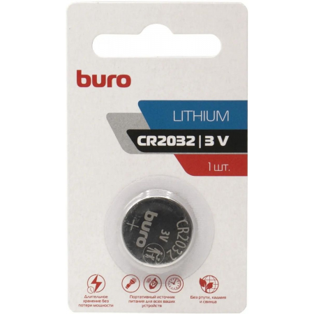 Батарея Buro Lithium CR2032 (1шт) блистер, фото 