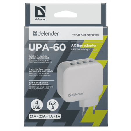 Сетевое зарядное устройство Defender UPA-60, фото , изображение 2 Сетевое зарядное устройство Defender UPA-60, фото , изображение 2