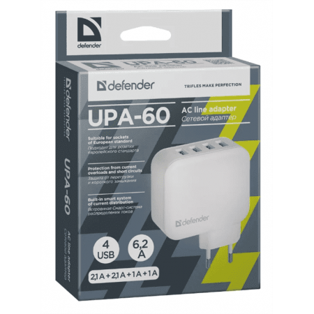 Сетевое зарядное устройство Defender UPA-60, фото , изображение 3 Сетевое зарядное устройство Defender UPA-60, фото , изображение 3
