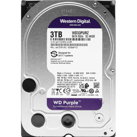 Жесткий диск WD SATA-III 3TB WD33PURZ Surveillance Purple (5400rpm) 64Mb 3.5, фото 