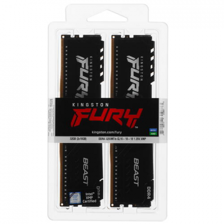 Оперативная память DIMM Kingston Fury Beast Black DDR4 32Gb KF432C16BB1K2/32 (2x16Gb), фото , изображение 3