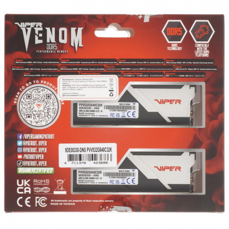Оперативная память DIMM Patriot Viper Venom DDR5 32Gb PVV532G640C32K (2x16Gb), фото , изображение 5