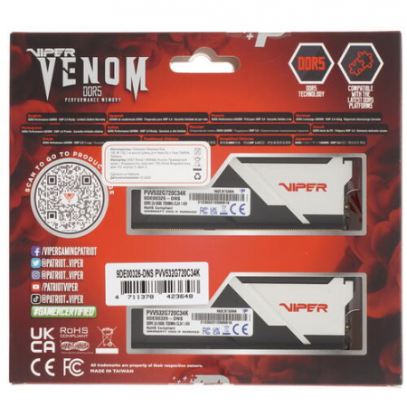 Оперативная память DIMM Patriot Viper Venom DDR5 32Gb PVV532G720C34K (2x16Gb), фото , изображение 5