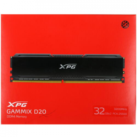 Оперативная память DIMM ADATA XPG GAMMIX D20 DDR4 64Gb AX4U320032G16A-DCBK20 (2x32Gb), фото , изображение 4 Оперативная память DIMM ADATA XPG GAMMIX D20 DDR4 64Gb AX4U320032G16A-DCBK20 (2x32Gb), фото , изображение 4