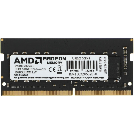 Оперативная память SO-DIMM AMD DDR4 16Gb 3200MHz R9416G3206S2S-U, фото 