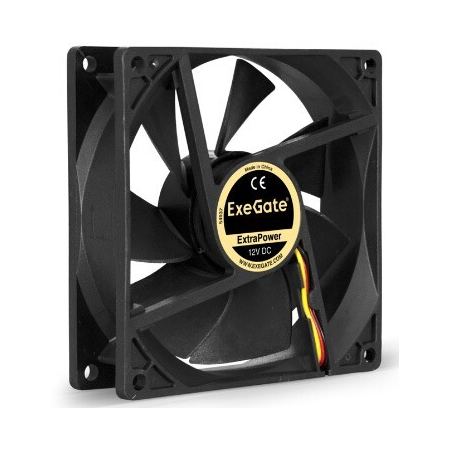 Вентилятор 12В DC ExeGate EX09225B2P (92x92x25 мм, 2-Ball (двойной шарикоподшипник), 2pin, 2150RPM, 27dBA), фото 