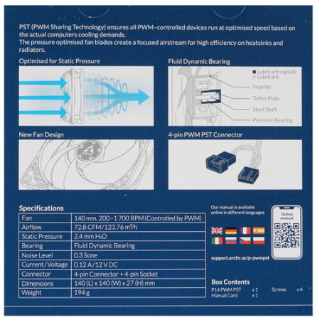 Вентилятор для корпуса Arctic Cooling P14 PWM ACFAN00197A, фото , изображение 6