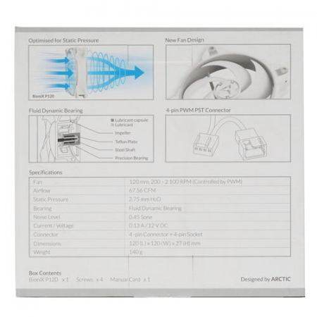 Вентилятор для корпуса Arctic Cooling BioniX P120 ACFAN00167A, фото , изображение 6