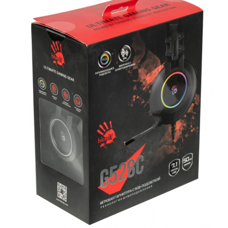 Наушники с микрофоном A4Tech Bloody G528C черный 2м мониторные USB оголовье (G528C), фото , изображение 3