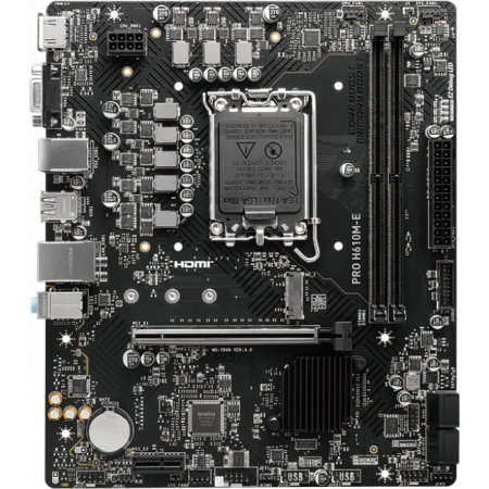 Материнская плата MSI PRO H610M-E (LGA1700, H610, 2xDDR5, mATX,VGA+HDMI), фото 