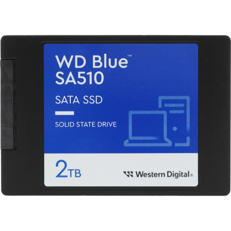 Твердотельный накопитель 2.5 2TB WD Blue Client SSD WDS200T3B0A SATA 6Gb/s, 560/530, IOPS 95/84K, MTBF 1,75M, 3D NAND TLC, 500TBW, Retail (856315), фото 
