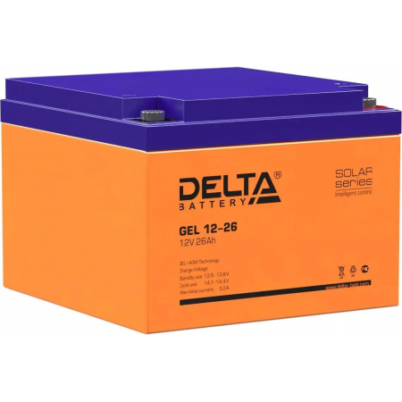 Аккумуляторная батарея Delta GEL 12-26 напряжение 12В, емкость 26Ач (174х166х125mm), фото 